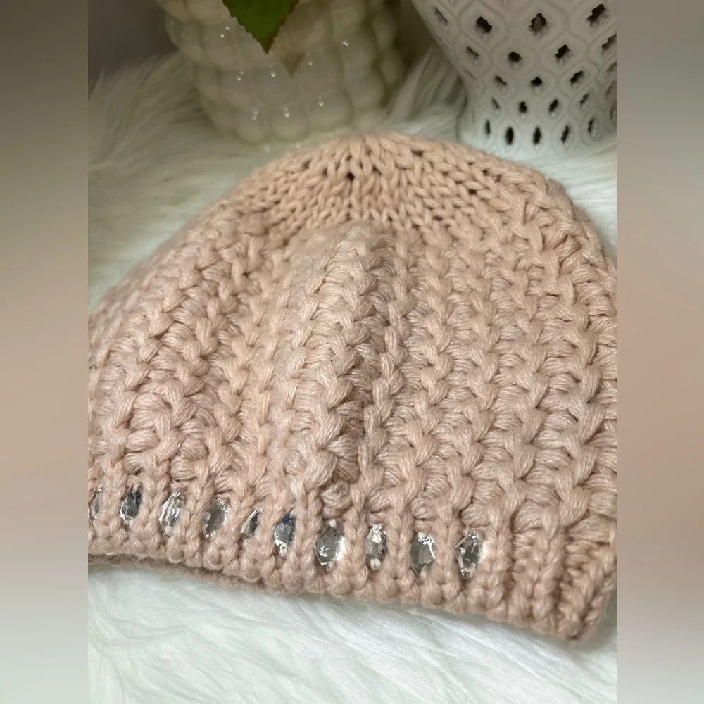 Charlotte Russe Crocheted Beanie with Rhinestones EUC
